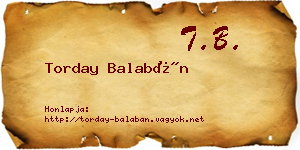Torday Balabán névjegykártya
